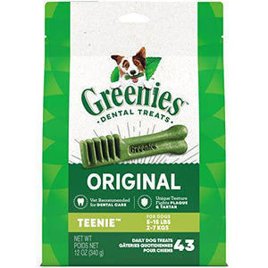 Greenies Teenie Dental Dog Treats for Oral Health Original Flavor 43 Count 12 oz Bag