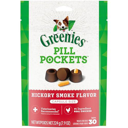 Greenies Pill Pockets for Dogs Large Hickory Smoke Soft Treats 30 Count 7.9 oz Pouch