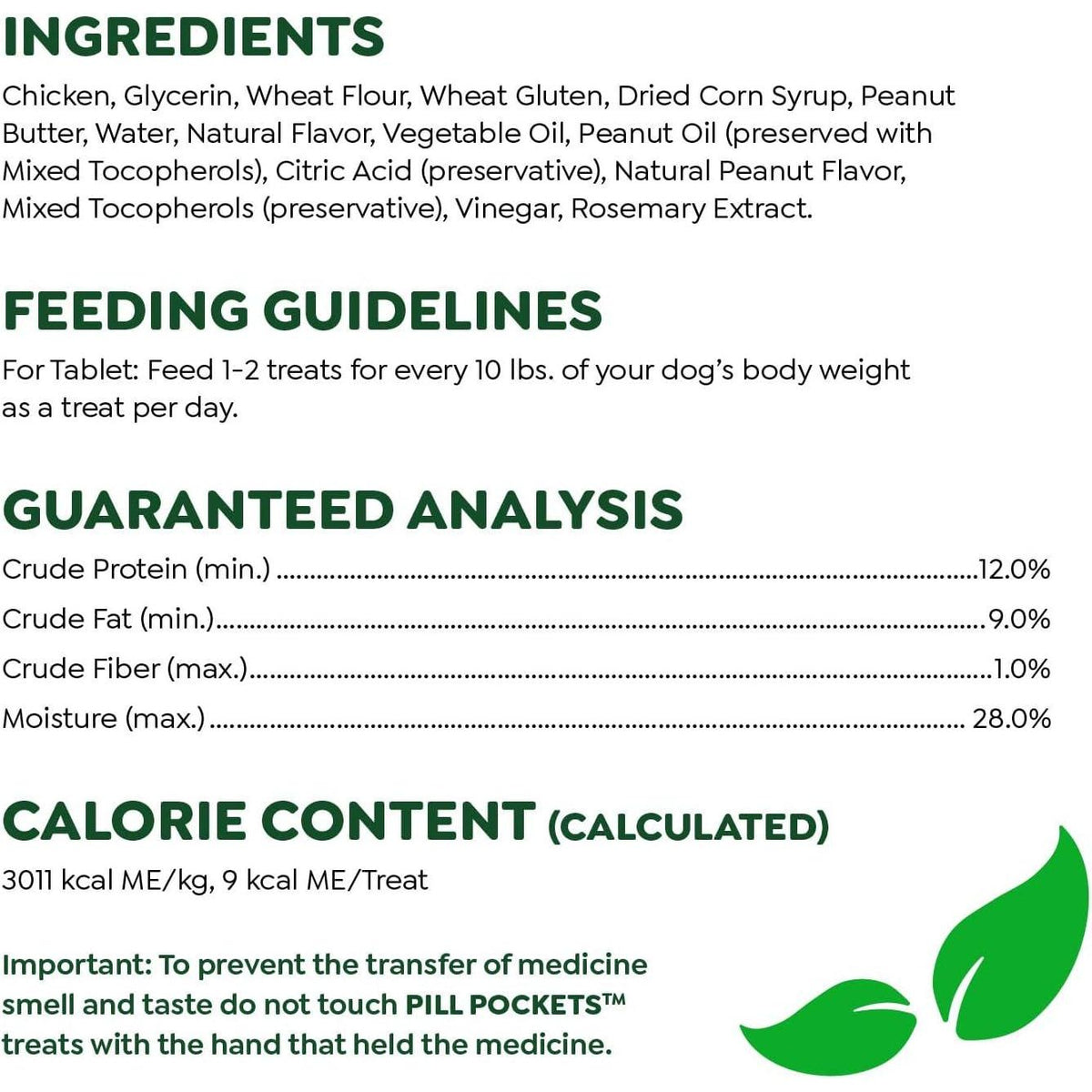 Greenies Pill Pockets For Dogs Tablet Size Natural Soft Dog Treats With Real Peanut Butter, 3.2 Oz. Pack (30 Treats),
