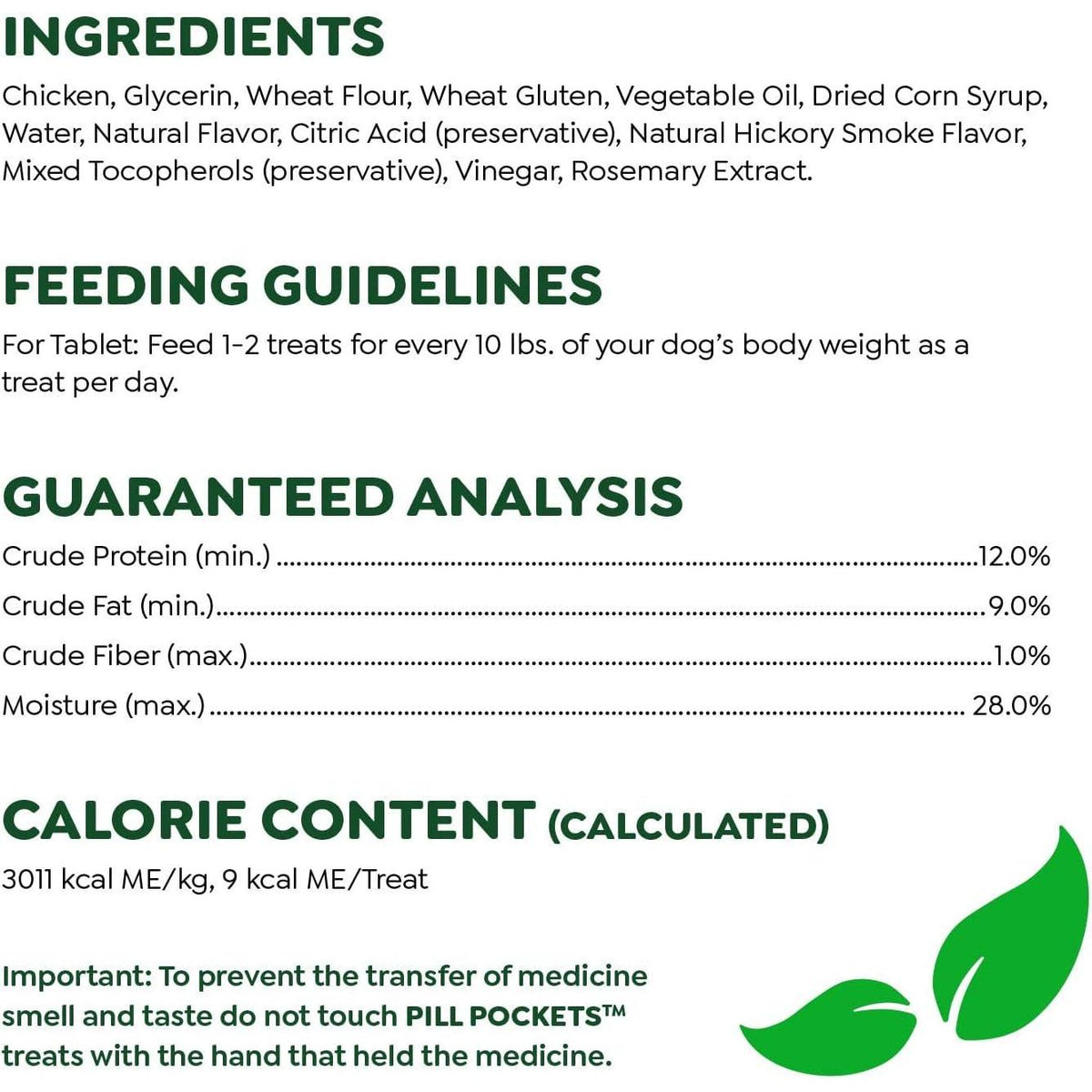 Greenies Pill Pockets For Dogs Tablet Size Natural Soft Dog Treats, Chicken Flavor, 3.2 Oz. Pack (30 Treats),