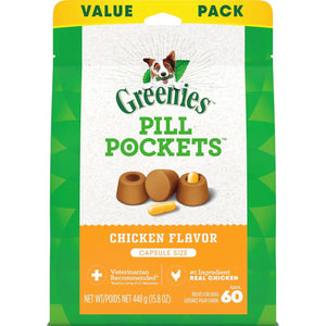Greenies Pill Pockets Dog Treats Chicken Flavor Large Size 15.8 oz Pouch 60 Ct