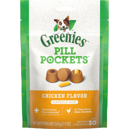 Greenies Pill Pockets For Dogs Capsule Size Natural Soft Dog Treats, Chicken Flavor, (6) 7.9 Oz. Packs (180 Treats),