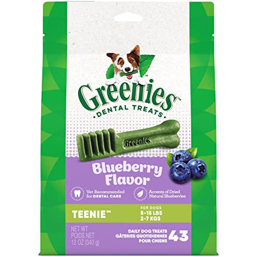 Greenies Teenie Dog Dental Treats Blueberry Flavor 12 oz Pack of 43 Chews