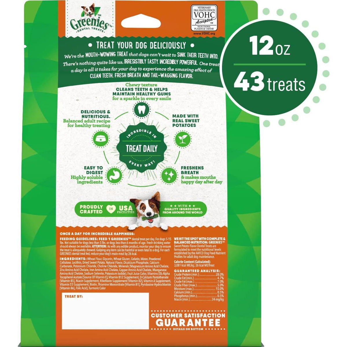 Greenies Teenie Natural Dog Dental Treats, Sweet Potato Flavor, 12 Oz. Pack (43 Treats),