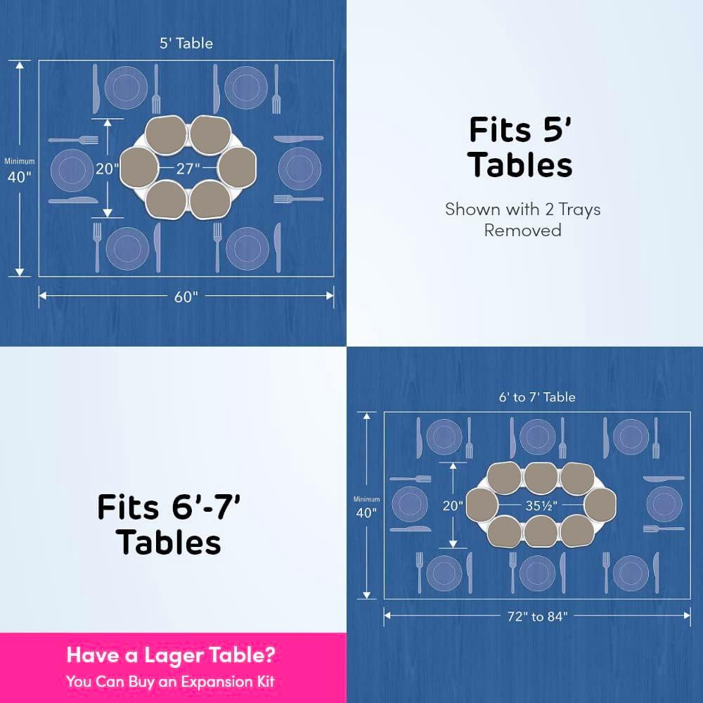 Greige - The Lazy Susan Revolution - The First Patented Lazy Susan Turntable Expandable For Rectangular And Oblong Tables - Kitchen And Dining Tables - Great Gift! Parties And Gatherings,860011982913
