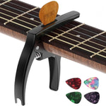 Guitar Capo,TANMUS 3in1 Zinc Metal Capo For Acoustic And Electric Guitars (with Pick Holder And 4Picks),Ukulele,Mandolin,Banjo,Guitar Accessories,