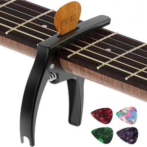 Guitar Capo,TANMUS 3in1 Zinc Metal Capo For Acoustic And Electric Guitars (with Pick Holder And 4Picks),Ukulele,Mandolin,Banjo,Guitar Accessories,