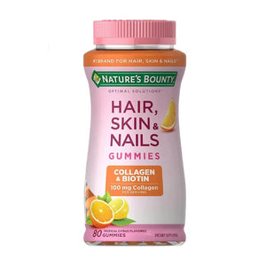 Nature's Bounty Hair, Skin & Nails Collagen & Biotin Tropical Citrus 80 Gummies