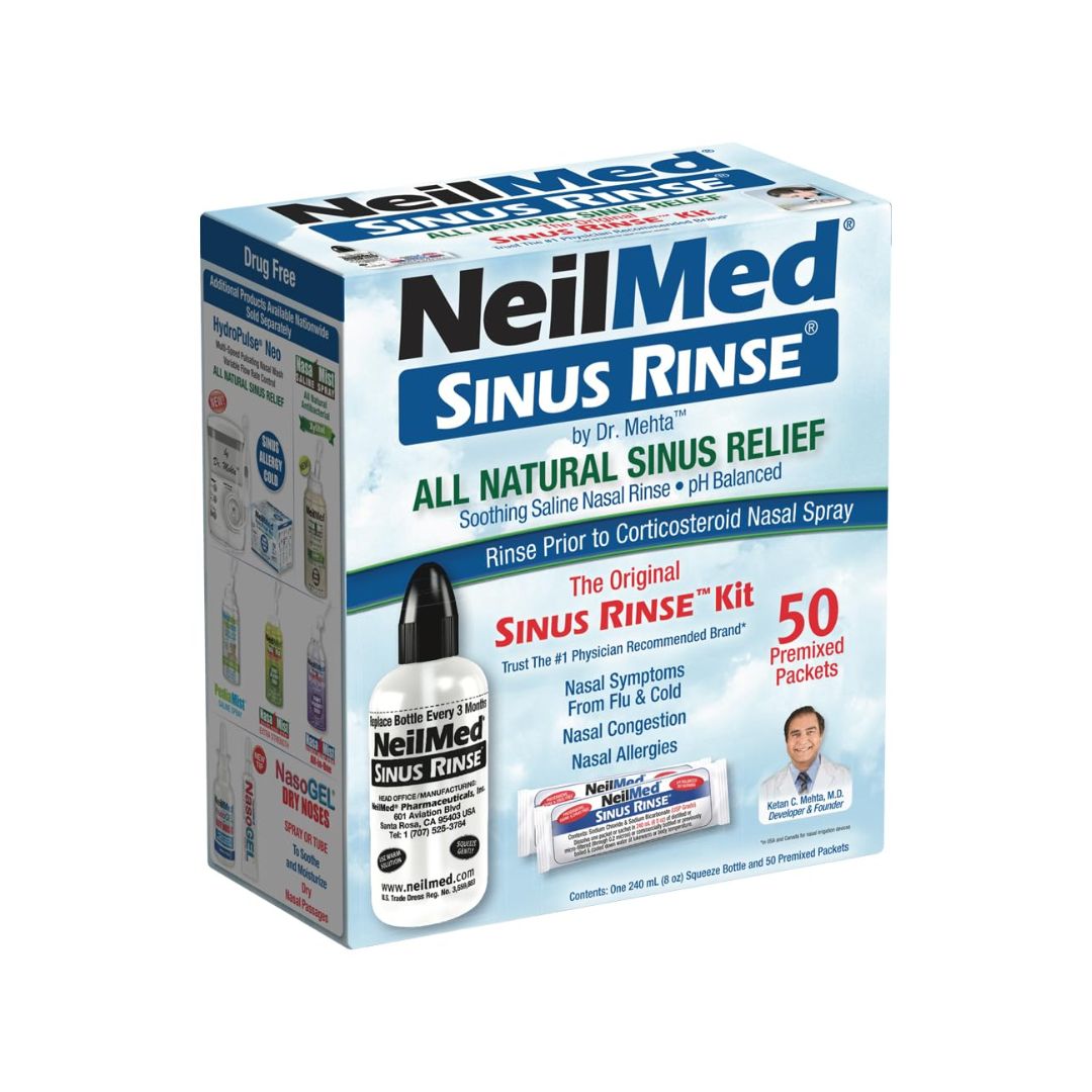 NeilMed Original Sinus Rinse Kit & Premixed Sachets 50 Count