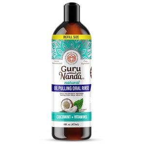 GuruNanda GuruNanda Coconut Oil Pulling, Promotes Fresh Breath And Oral Hygiene, 7 Essential Oils And Vitamins For Happy Teeth And Gums, Alcohol-Free, 16 Oz