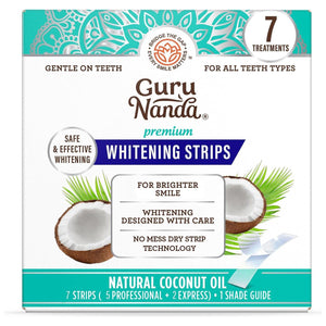 GuruNanda Teeth Whitening Strips, 7-Day Treatment, Non-Slip Dry Strip Technology, Brighter Smile, Lemon-Lavender Flavor