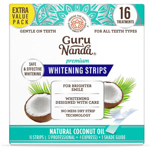 GuruNanda GuruNanda Teeth Whitening Strips - 16-Day Treatment With Non-Slip, Dry Strip Technology - Whitening Designed With Care For A Brighter Smile