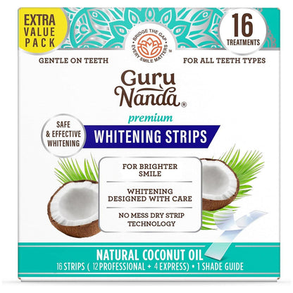GuruNanda GuruNanda Teeth Whitening Strips - 16-Day Treatment With Non-Slip, Dry Strip Technology - Whitening Designed With Care For A Brighter Smile