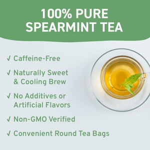 Handpick Spearmint Tea Bags, 100 Herbal Tea Bags, Refreshing Mint Tea for PCOS Support, Non-GMO & Gluten-Free