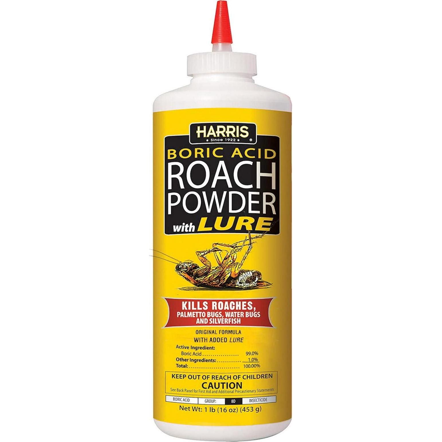 HARRIS Boric Acid Roach And Silverfish Killer Powder W/Lure For Insects (16oz),732233472360