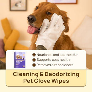 HICC Pet Coconut Oil Dog Grooming Wipes Hypoallergenic Bath Gloves 100 Count