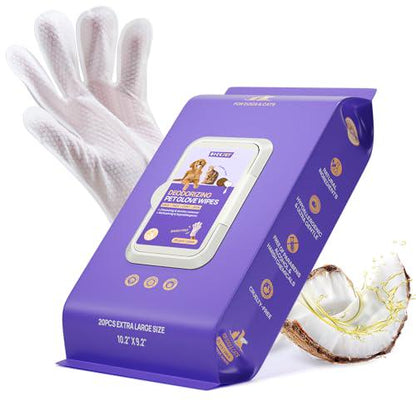HICC Pet Bathing Wipes for Dogs & Cats, Coconut Oil Grooming Wipes, Hypoallergenic, Daily Use