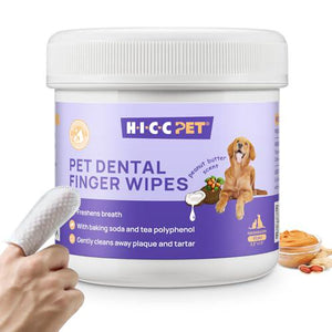 HICC Pet Teeth Cleaning Wipes for Dogs and Cats Finger Toothbrush Wipes for Plaque Tartar Bad Breath 50 Count