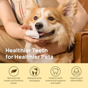HICC Pet Teeth Cleaning Wipes for Dogs and Cats Finger Toothbrush Wipes for Plaque Tartar Bad Breath 50 Count