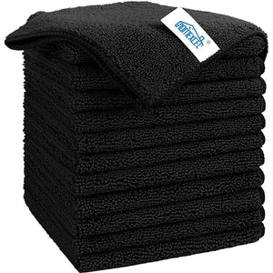 Homexcel Microfiber Cleaning Cloths, 12 Pack, Lint-Free, Scratch-Free, Highly Absorbent, Reusable for Cars, Household & Kitchen