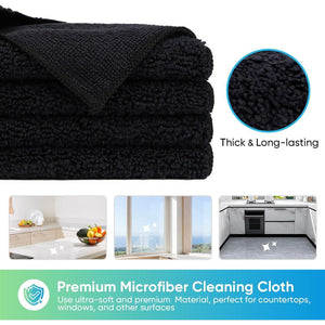 Homexcel Microfiber Cleaning Cloths, 12 Pack, Lint-Free, Scratch-Free, Highly Absorbent, Reusable for Cars, Household & Kitchen