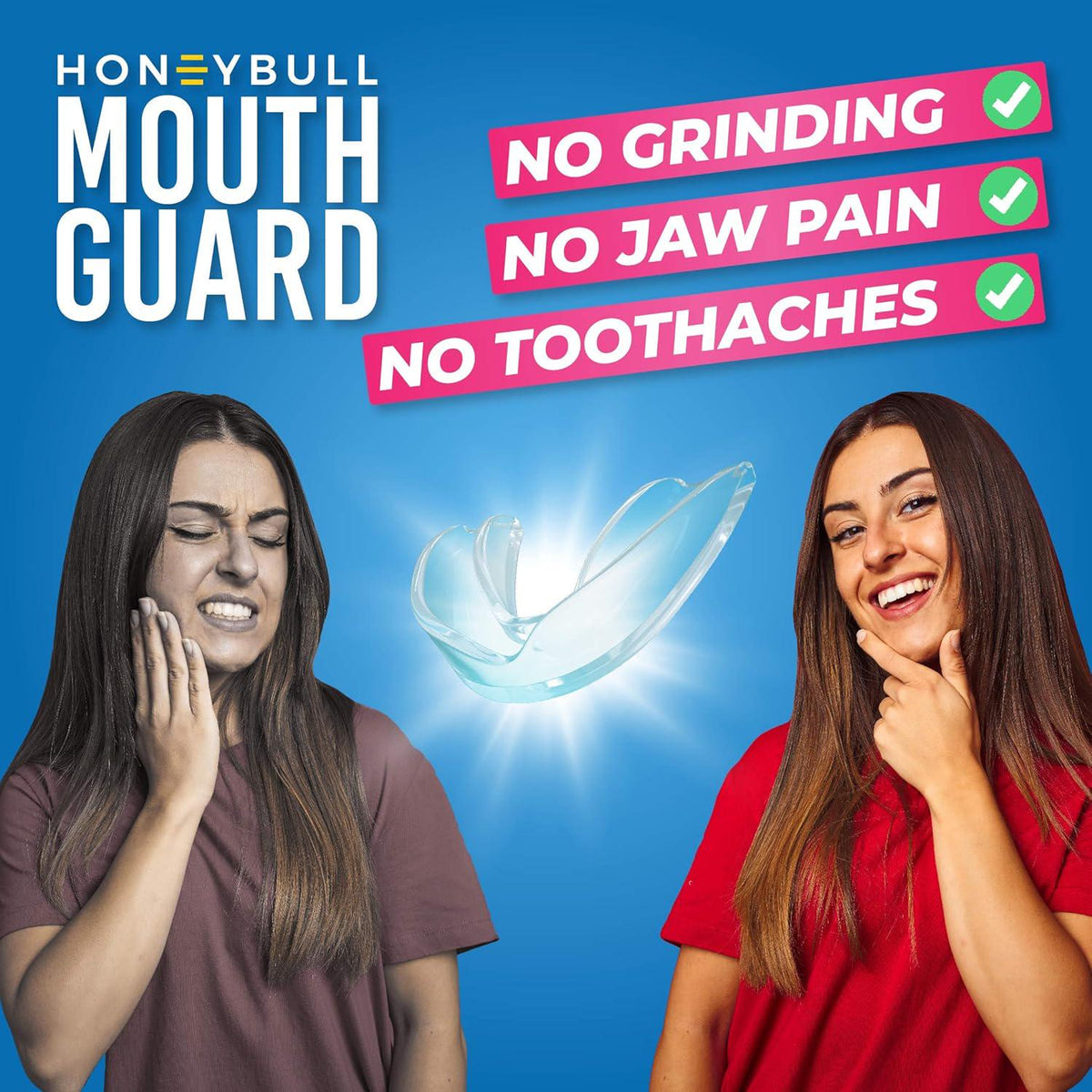 HONEYBULL Mouth Guard For Grinding Teeth [6 Pack - Thin] 1 Size For Light Grinding | Comfortable Custom Mouth Guard For Clenching Teeth At Night, Bruxism, Whitening Tray And Guard,