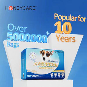Honey Care All Absorb 100 Count Dog Training Pads 22x23 Inch Leak Proof 5 Layers
