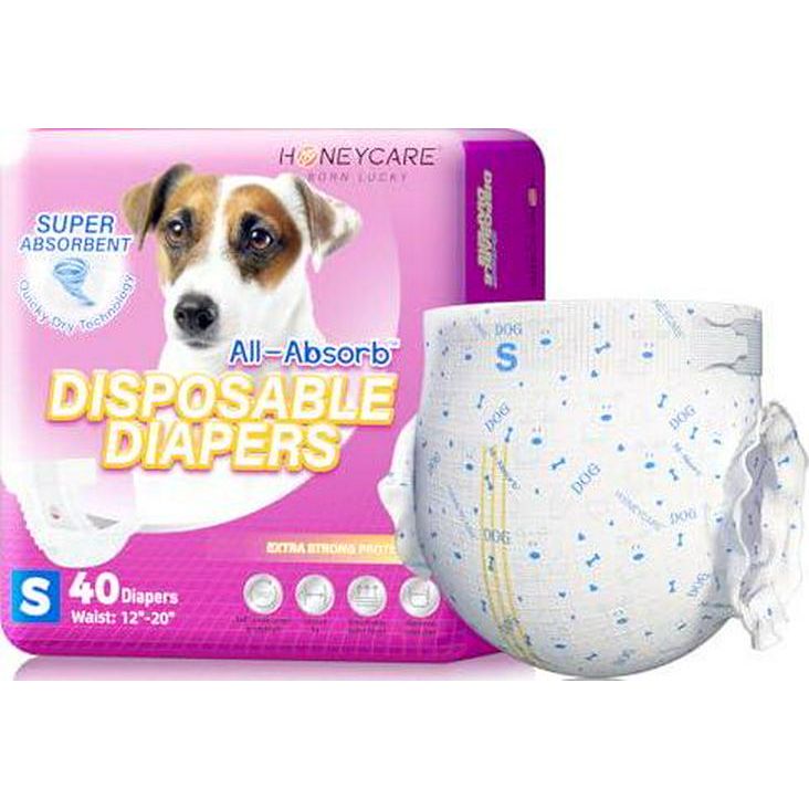 Honey Care Disposable Female Dog Diapers Small Size Super Absorbent Breathable 40 Count with Indicator