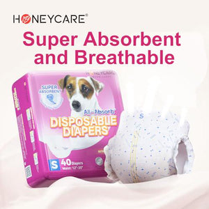 Honey Care Disposable Female Dog Diapers Small Size Super Absorbent Breathable 40 Count with Indicator