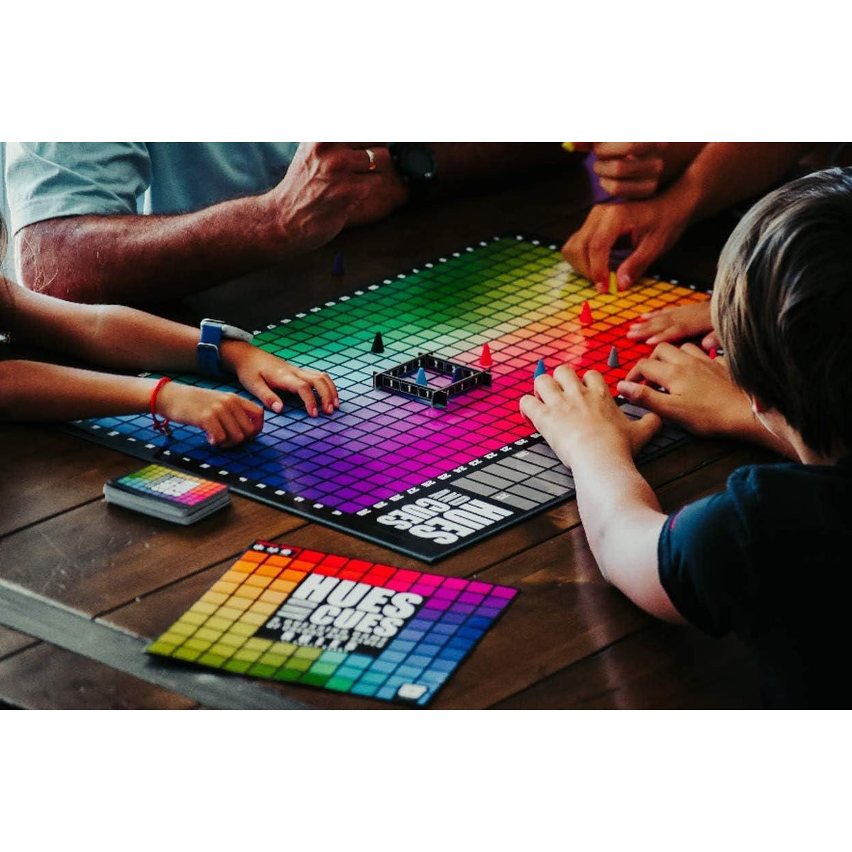 HUES And CUES - Vibrant Color Guessing Board Game For 3-10 Players Ages 8+, Connect Clues And Guess From 480 Color Squares,