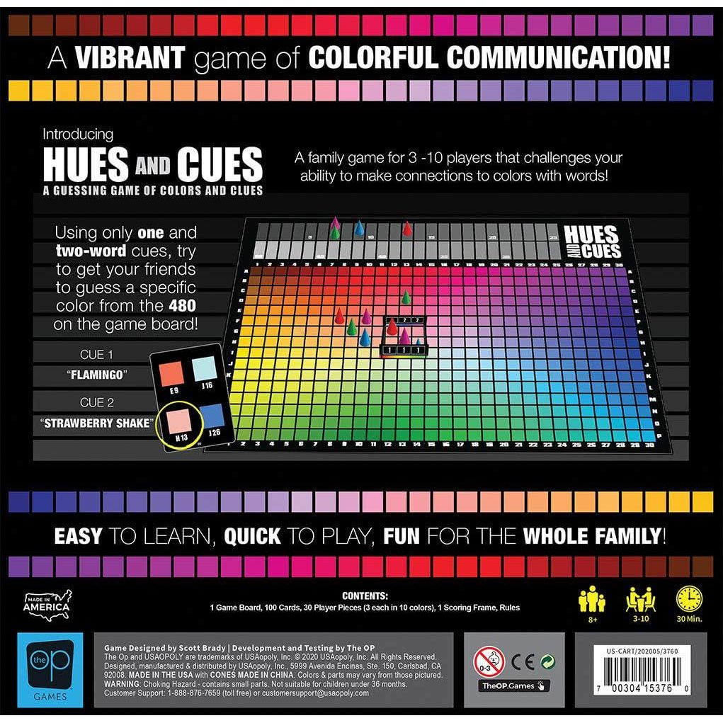 HUES And CUES - Vibrant Color Guessing Board Game For 3-10 Players Ages 8+, Connect Clues And Guess From 480 Color Squares,