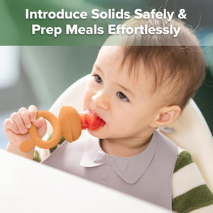 Haakaa Baby Fruit Food Feeder And Mini Freezer Nibble Tray Combo, Breastmilk Popsicle Molds For Baby Cooling Relief, BPA Free Silicone Feeder For Safe Infant Self Feeding, 4 Month+ (Pumpkin),