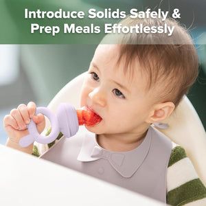 Haakaa Baby Fruit Food Feeder And Mini Freezer Nibble Tray Combo, Breastmilk Popsicle Molds For Baby Cooling Relief, BPA Free Silicone Feeder For Safe Infant Self Feeding, 4 Month+ (Lavender),