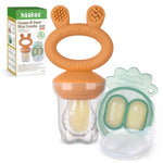 Haakaa Baby Fruit Food Feeder And Mini Freezer Nibble Tray Combo, Breastmilk Popsicle Molds For Baby Cooling Relief, BPA Free Silicone Feeder For Safe Infant Self Feeding, 4 Month+ (Pumpkin),