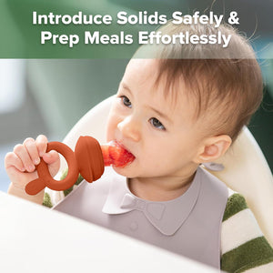 Haakaa Baby Fruit Food Feeder And Mini Freezer Nibble Tray Combo, Breastmilk Popsicle Molds For Baby Cooling Relief, BPA Free Silicone Feeder For Safe Infant Self Feeding, 4 Month+ (Copper),