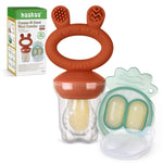 Haakaa Baby Fruit Food Feeder And Mini Freezer Nibble Tray Combo, Breastmilk Popsicle Molds For Baby Cooling Relief, BPA Free Silicone Feeder For Safe Infant Self Feeding, 4 Month+ (Copper),
