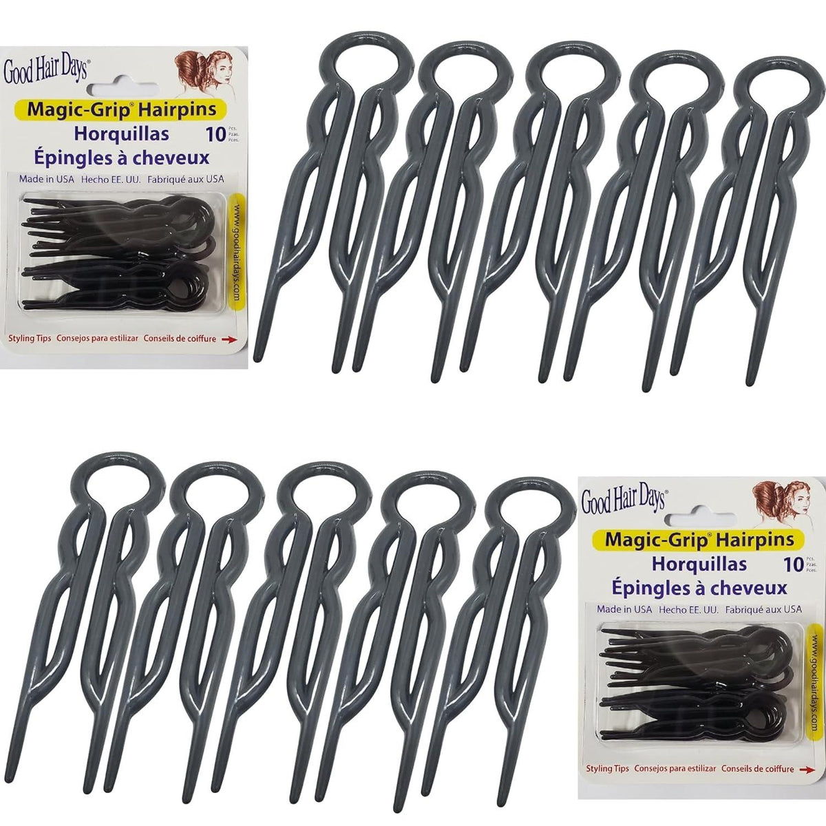 Hair Pins - Plastic, U-shaped Magic Grip Hairpins, Strong Durable Pins For Fine, Thick And Long Hair, Hair Styling Accessories, Set Of 20 (Black),