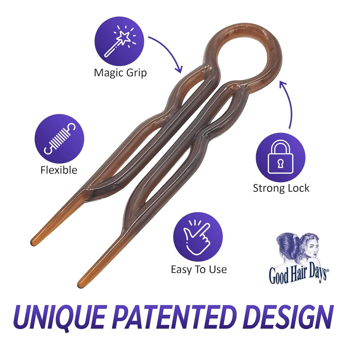 Hair Pins - Plastic, U-shaped Magic Grip Hairpins, Strong Durable Pins For Fine, Thick And Long Hair, Hair Styling Accessories, Set Of 10 (Black),