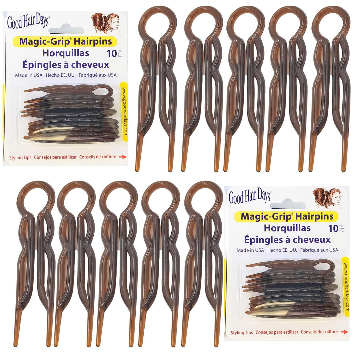 Hair Pins - Plastic, U-shaped Magic Grip Hairpins, Strong Durable Pins For Fine, Thick And Long Hair, Hair Styling Accessories, Set Of 20 (Tortoise Shell),