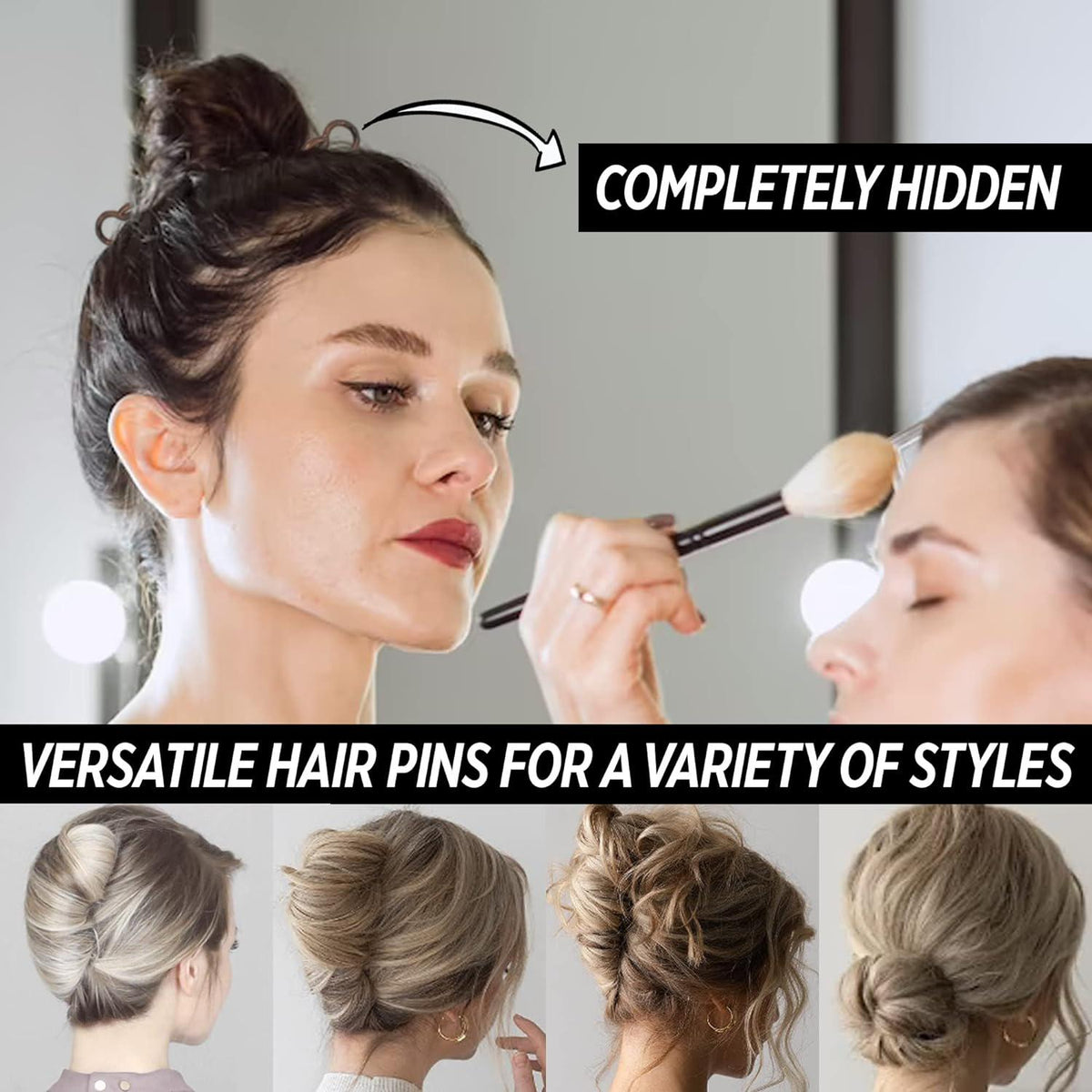 Hair Pins - Plastic, U-shaped Magic Grip Hairpins, Strong Durable Pins For Fine, Thick And Long Hair, Hair Styling Accessories, Set Of 10 (Black),