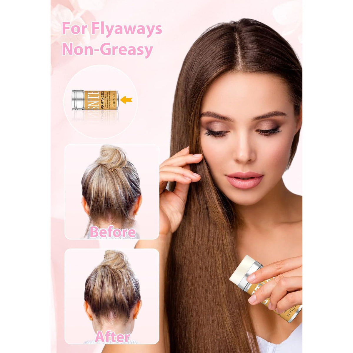 Samnyte Hair Wax Stick Set 4Pcs - Slick Back Brush, Flyaway And Frizz Tamer, Rat Tail Combs For Parting