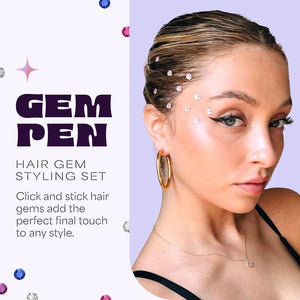 Hally Hair Gems Pen Kit with 240 Adhesive Gem Stickers, Multicolor Hair Jewels Styling Tool for Kids & Parties
