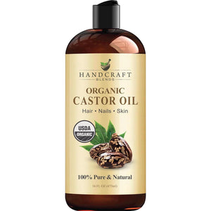 Handcraft Blends Organic Castor Oil, 16 fl oz, 100% Pure and Natural, Premium Grade Carrier Oil for Hair Growth & Body Care