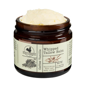 Hearth and Homestead Handmade Whipped Tallow Balm (Coffee Vanilla) - Organic Body Butter With Infused Olive Oil - 1.3 Oz