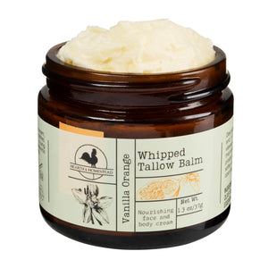 Hearth and Homestead Handmade Whipped Tallow Balm (Vanilla Orange) - Organic Body Butter With Infused Olive Oil, For Eczema, Rosacea, Baby - 1.3 Oz