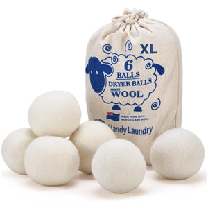 Handy Laundry Wool Dryer Balls, Natural Fabric Softener, Reusable, Reduces Wrinkles & Drying Time, Better Alternative to Plastic & Liquid Softener, Pack of 6