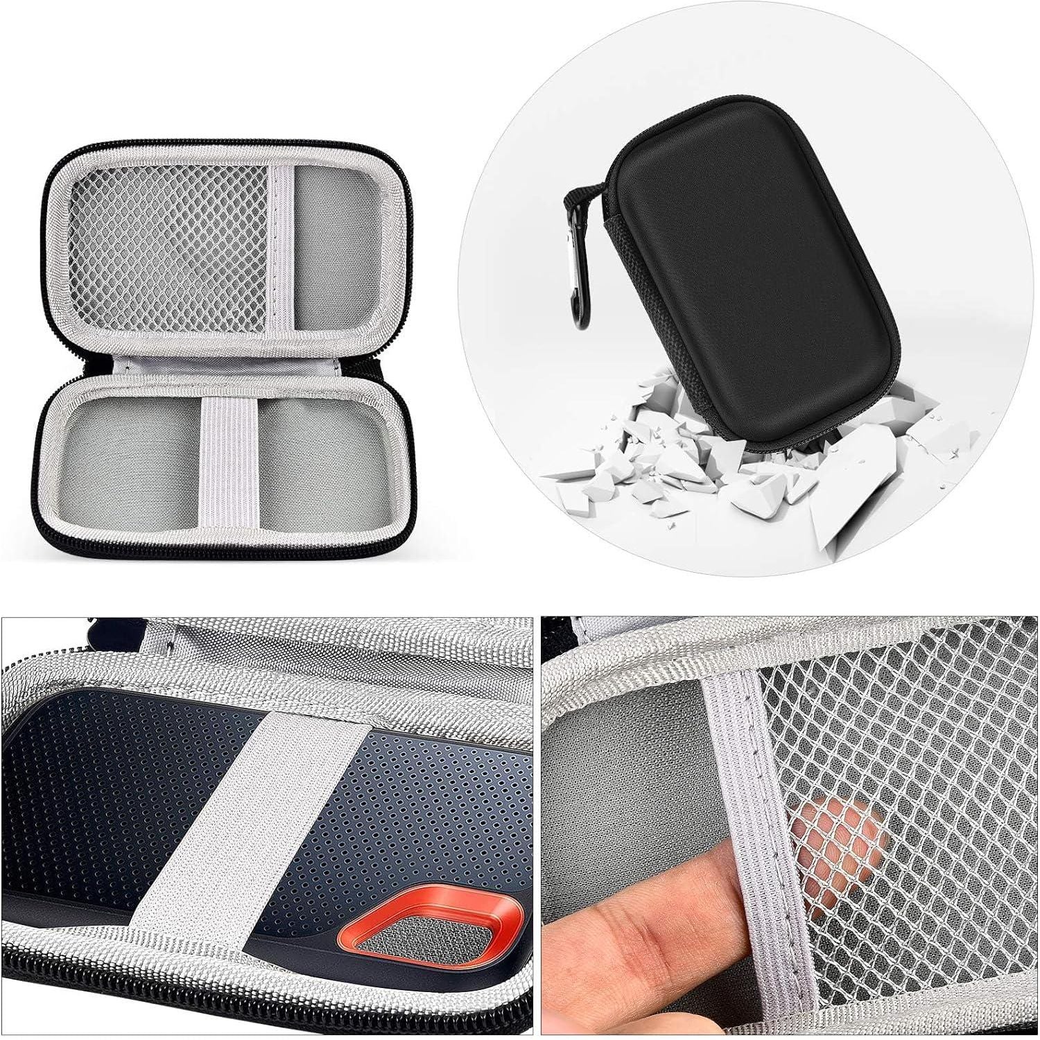 Hard Case Compatible With SanDisk 500GB/ 1TB/ 2TB/ 4TB Extreme Portable SSD - Up To 1050MB/s - USB-C, USB 3.2 Gen 2 - External For Solid State Drive. Carrying Travel Holder For USB Cables (Box Only),