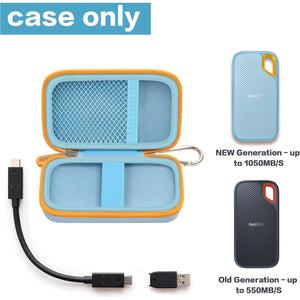 Hard Case Compatible With SanDisk 500GB/ 1TB/ 2TB/ 4TB Extreme Portable SSD - Up To 1050MB/s - USB-C, USB 3.2 Gen 2 - External Solid State Drive. Carrying Travel Holder For USB Cables -Blue (Box Only),