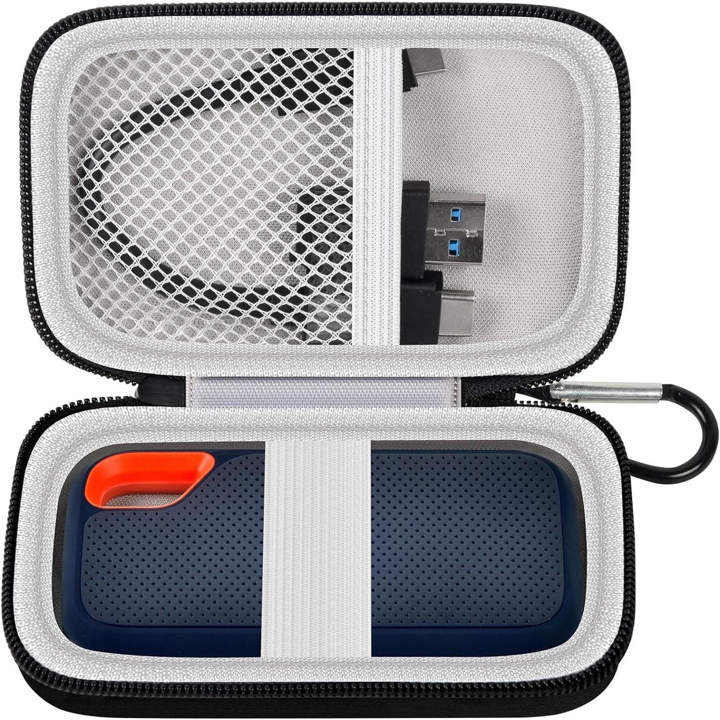 Hard Case Compatible With SanDisk 500GB/ 1TB/ 2TB/ 4TB Extreme Portable SSD - Up To 1050MB/s - USB-C, USB 3.2 Gen 2 - External For Solid State Drive. Carrying Travel Holder For USB Cables (Box Only),