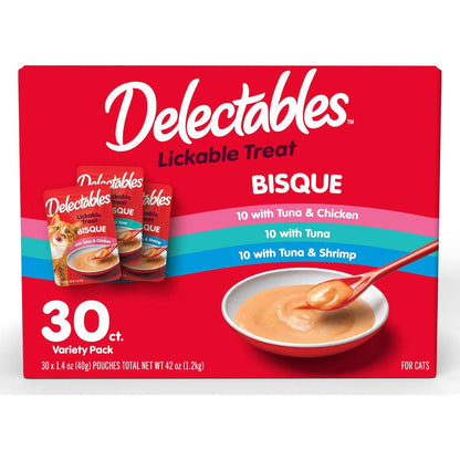 Hartz Delectables Bisque Cat Treat Lickable Wet Puree Chicken Variety 30 Count